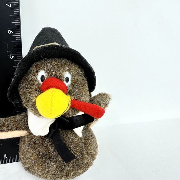 VTG People Pals Turkey 6" Thanksgiving Pilgrim LL Hat Plush Toy Stuffed Animals - Picture 6 of 7